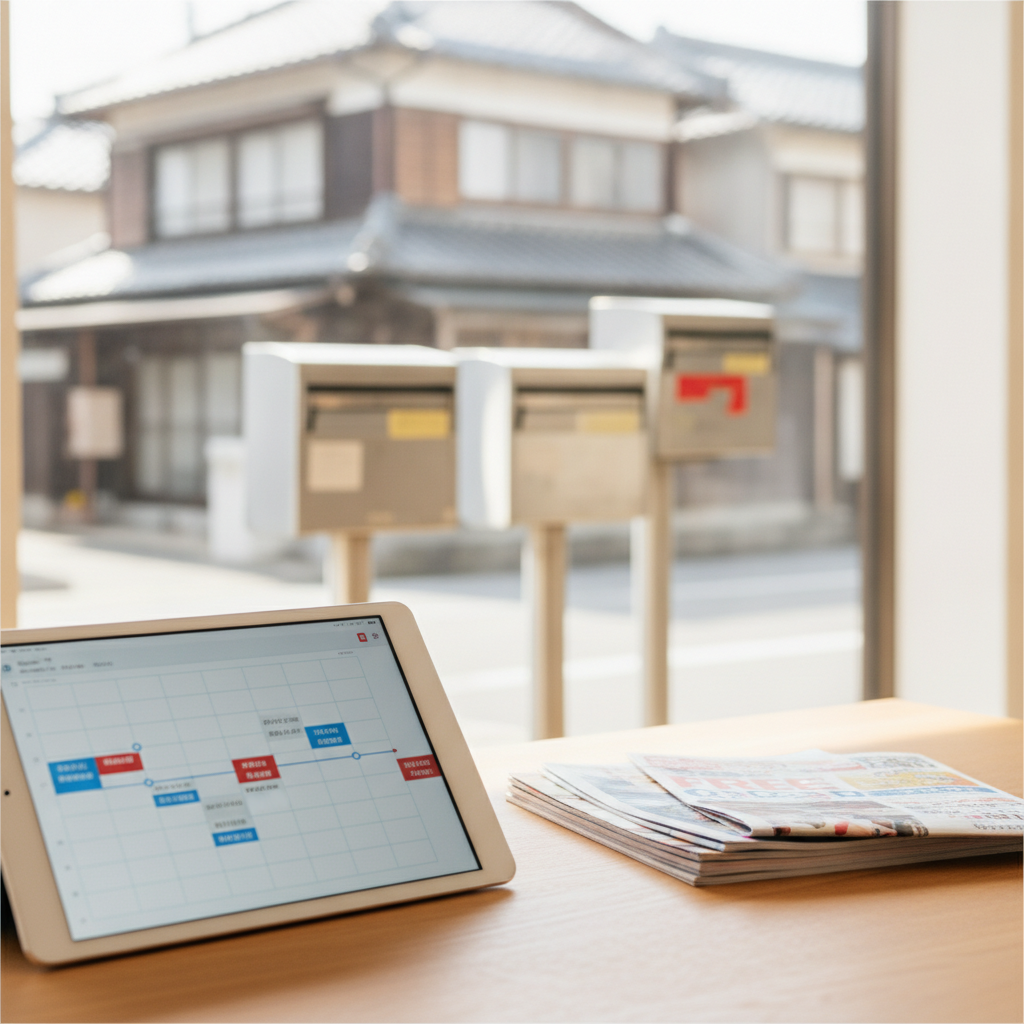 9月からの販促計画を練るデスク上のカレンダーとタブレット